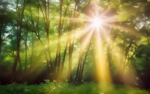 森林中的太阳光视频