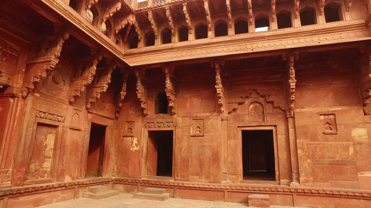 印地亚阿格拉红堡的建筑细节视频
