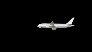 飞机收回起落架以黑色背景的高度升空时在黑背景上12秒视频