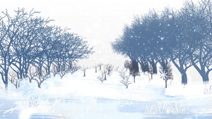 冬天的雪景卡通场景30秒视频