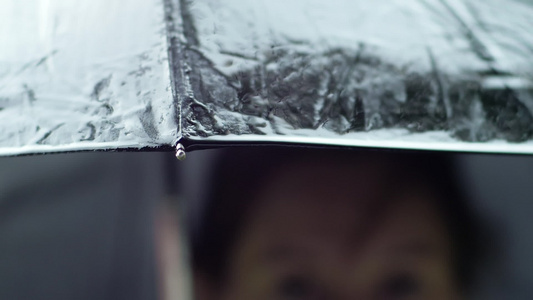 带雨伞的雨滴视频