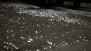 夜间城市湿沥青路有选择性地聚焦的电影背景环圈上下大18秒视频