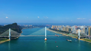 4K航拍夷陵长江大桥85秒视频