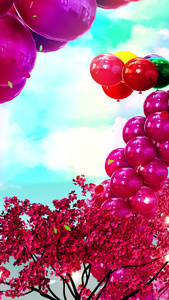 气球拱门婚礼背景素材蓝天白云视频