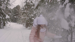 女孩打雪从松树枝26秒视频