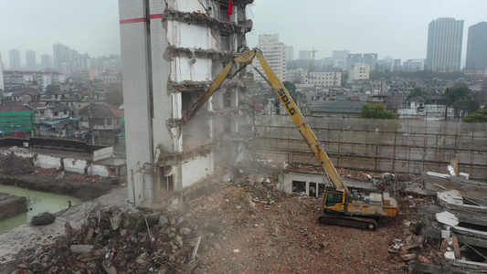 楼房拆除施工场景视频