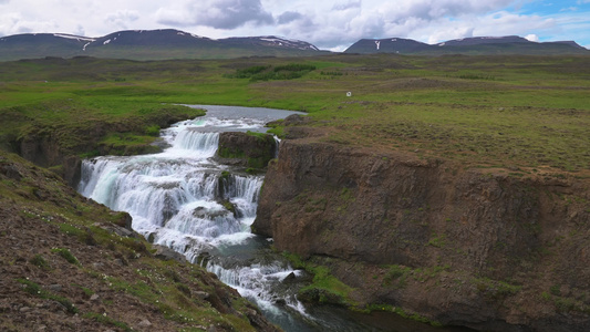 冰原Skagafjordur的Reykjafos瀑布视频