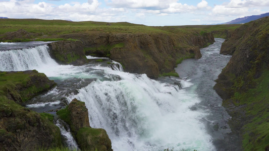 冰原Skagafjordur的Reykjafos瀑布视频