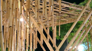 晚上在阳台上装饰了许多竹子19秒视频