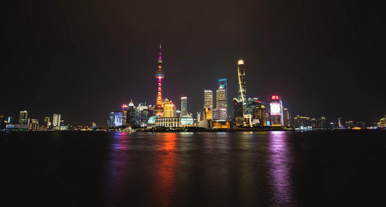 8k上海城市地标陆家嘴金融商业中心黄浦江东方明珠夜景视频