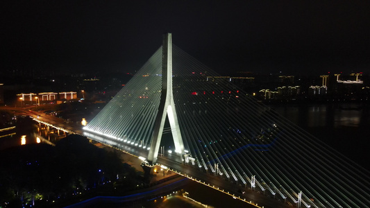 福建福州三县洲大桥夜景航拍视频视频