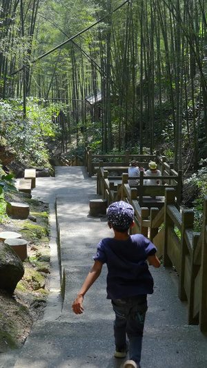 湖南5A级旅游景区崀山登山运动健身的游客背影素材崀山素材62秒视频