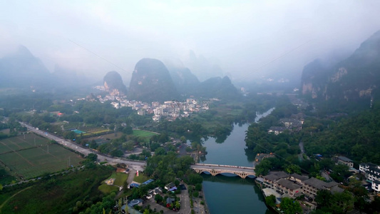 桂林阳朔山水风光航拍视频