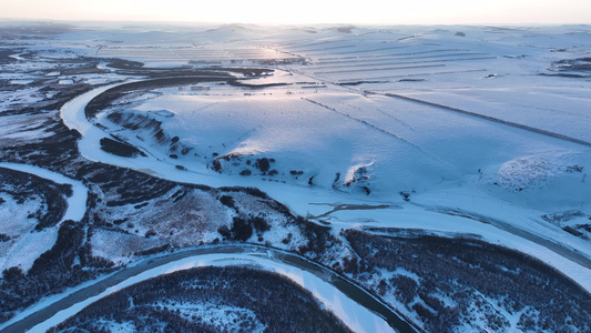 北方春季开河雪景视频