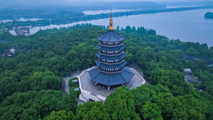 4K航拍杭州西湖风景区雷峰塔22秒视频