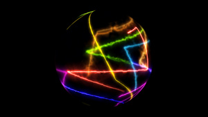 在黑屏上球球球球球球中随机移动的抽象彩虹光激光20秒视频