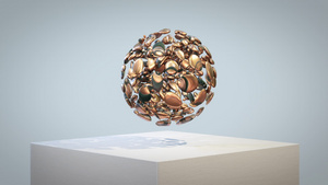构成球体的抽象金石无缝环14秒视频