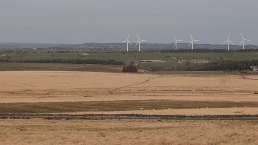 风力涡轮机农场视频
