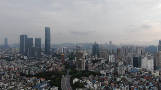 航拍柳州城中区城市建设视频