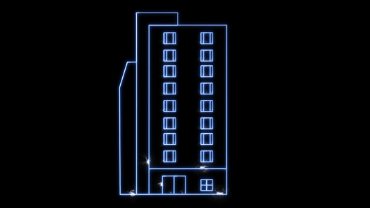 公寓前后的数字建筑和清洁能源围绕构建未来全息现代技术视频