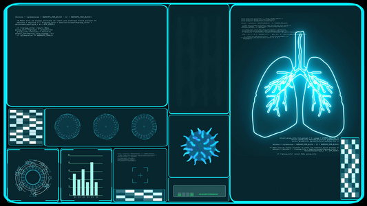 共生病毒分析和数字图表条边界蓝色屏幕监视器视频