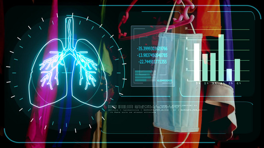 数字仪表监测雷达扫描雷达在穿衣线上肺部和蒙面罩中分离视频
