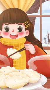 冬至吃饺子冬季节日背景视频节日视频视频