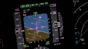 飞机主要飞行显示在晚上实际的空中录像16秒视频