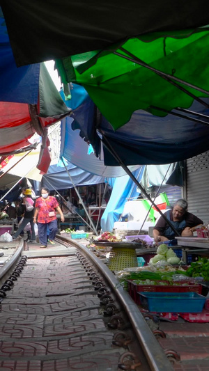 泰国热门旅游地美功铁路市场集市合集55秒视频