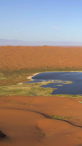航拍沙漠湖泊阿拉善左旗视频