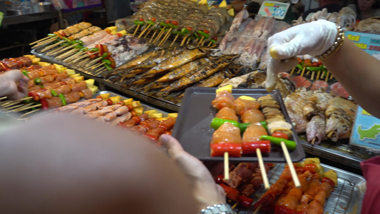 夜市泰国街头食品视频