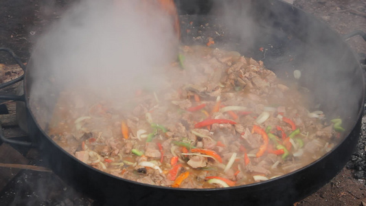 向典型的阿根廷通气式圆盘提供食物视频