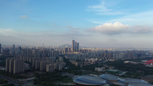 南京河西滨江CBD航拍4K城市建筑群视频