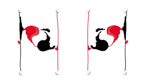 两条红线和黑色动态线之间的液态转换15秒视频