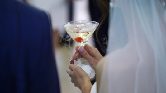 在派对上手握着酒杯香槟或其他酒精饮料的人饮酒者视频
