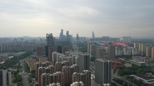 南京应天高架航拍4K城市建筑群CBD视频