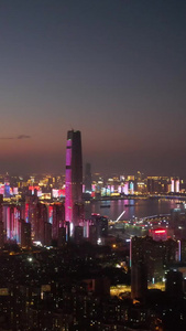 航拍城市江景天际线高楼夜景灯光秀街景素材天际线素材视频