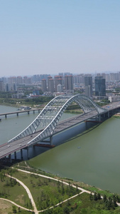 航拍湖北襄阳城市风光地标建筑视频