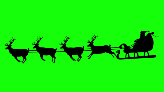 绿屏幕上闪烁着动画的环影圣诞树雪橇视频