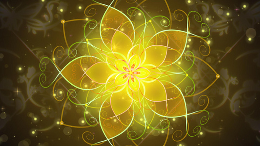 金色花朵旋转粒子合成背景视频视频