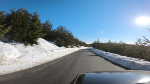 冬季下雪时风雪覆盖地貌的公路景色第一人波夫27秒视频