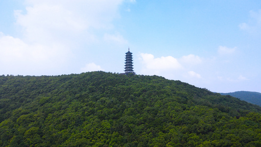 4A风景区张家港香山风景区聆风塔航拍合集4K视频