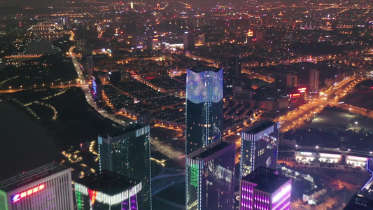 义乌城市地标夜景航拍   6条素材合集视频