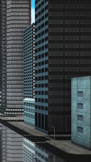 三维城市穿梭背景素材高楼大厦30秒视频