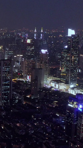 上海城市街道夜景航拍高速发展视频