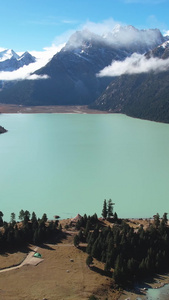 航拍川藏线上的高原湖泊新路海视频旅游景区视频
