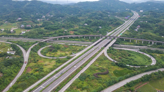 高速公路交通枢纽航拍延时[慢动作]视频