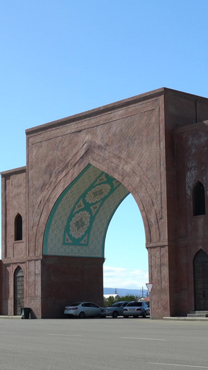 阿塞拜疆占贾城市地标景点及城市街景合集清真寺60秒视频