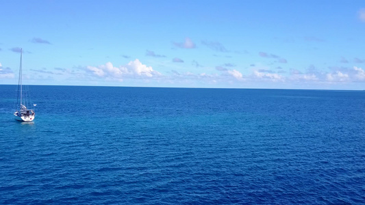 水蓝色海洋和白沙背景的天堂海岸海滩野生动物空中景观视频