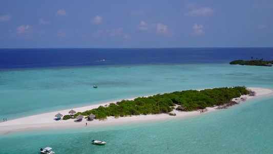 蓝色海洋和白色沙滩背景热带海滨海滩探险的空中观视空间视频